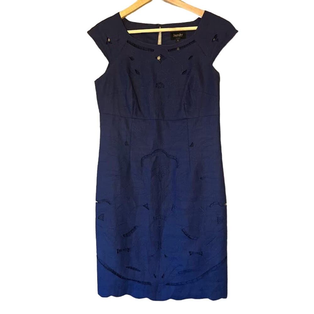 Laundry by Shelli Segal Blue Linen Dress Size 4